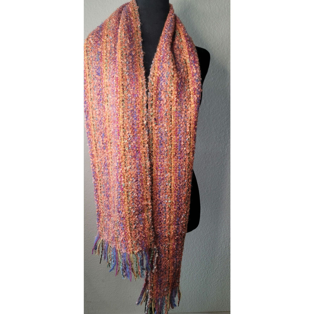 Mucros Weavers Mohair Blend Fringed Scarf in Multi-color "Tutti-Frutti" Pattern